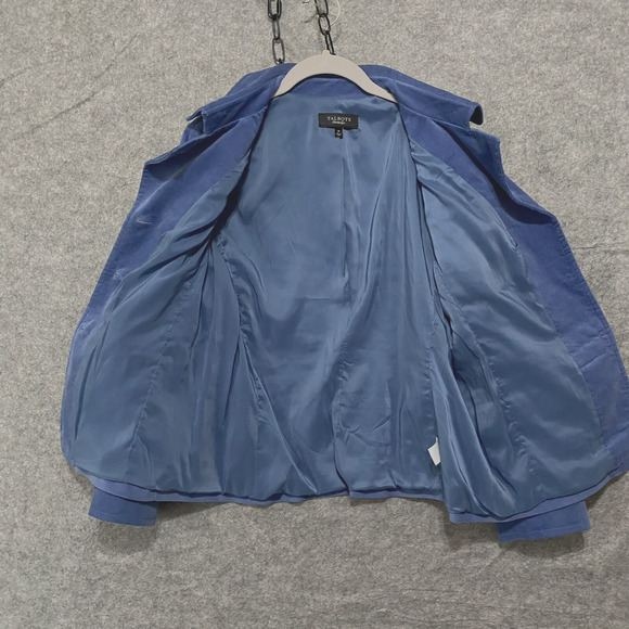 Talbots Velour Peplum Jacket Blazer Women Sz 14 Blue Pockets Lined Career Casual - Picture 3 of 7
